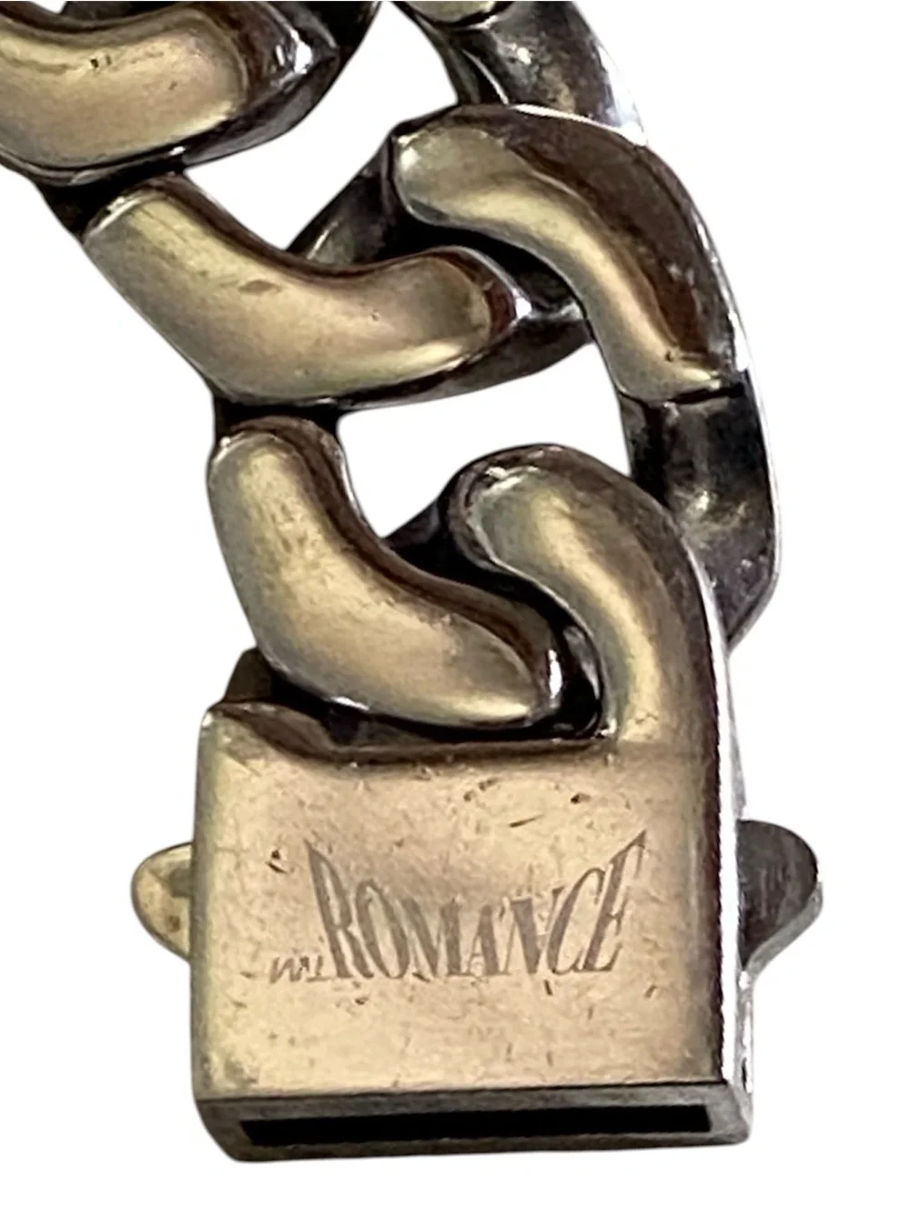 Rare Romance stainless steel chunky Cuban link unisex bracelet 7in